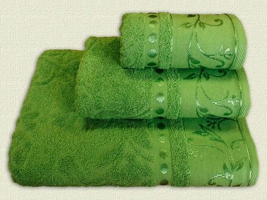 2шт  набор махровых жаккардовых полотенец Зеленый - 1