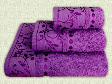 2шт набор махровых жаккардовых полотенец Фиолетовый - 1
